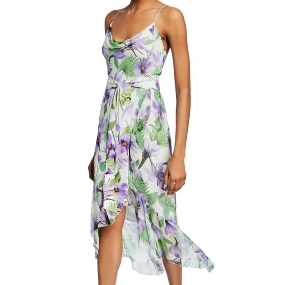 Alice + Olivia Dresses & Skirts - ALICE + OLIVIA Tevi Cowl-Neck Asymmetric Floral Dress w/ Sash
